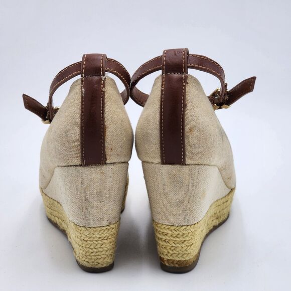 Aldo Natural Canvas Ankle Strap Wedge Heels Size 8.5 - Picture 6 of 10